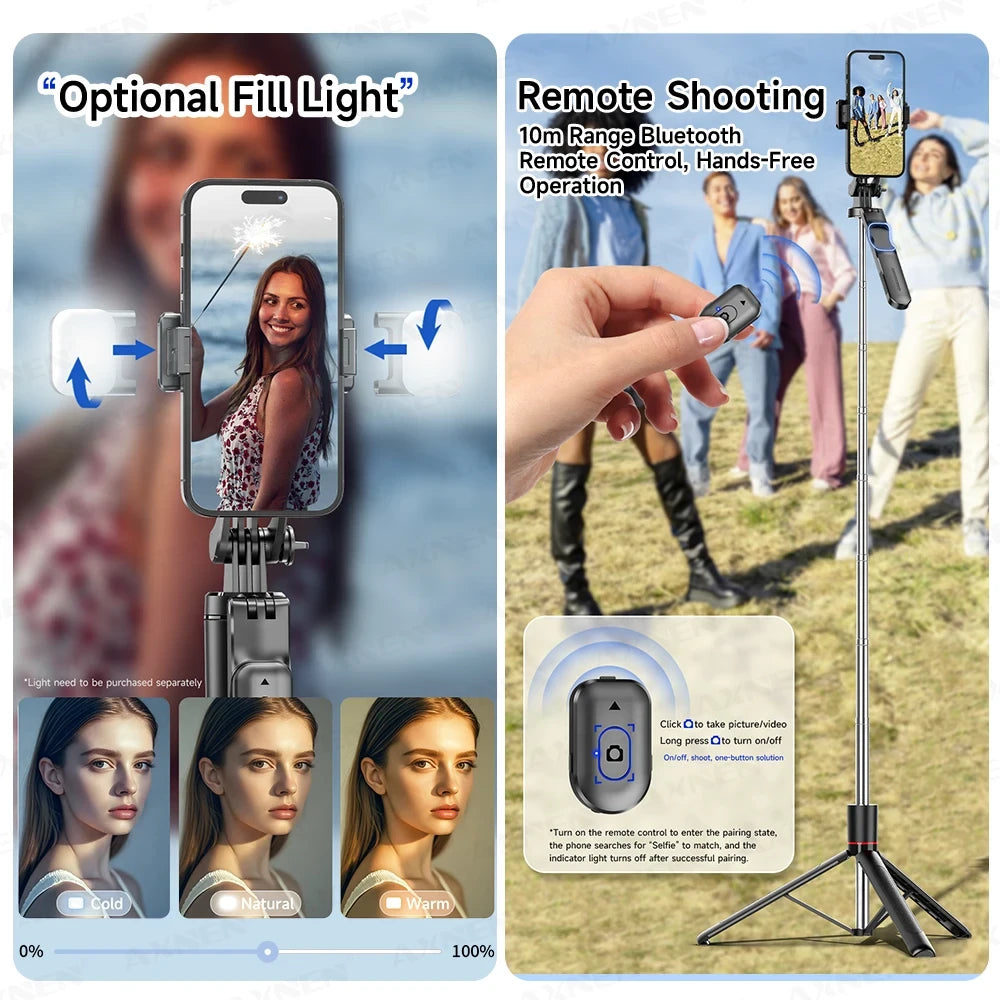 F16 Creator Tripod — 5.6ft Extending Pole, Bluetooth Remote &amp; 360° Rotation