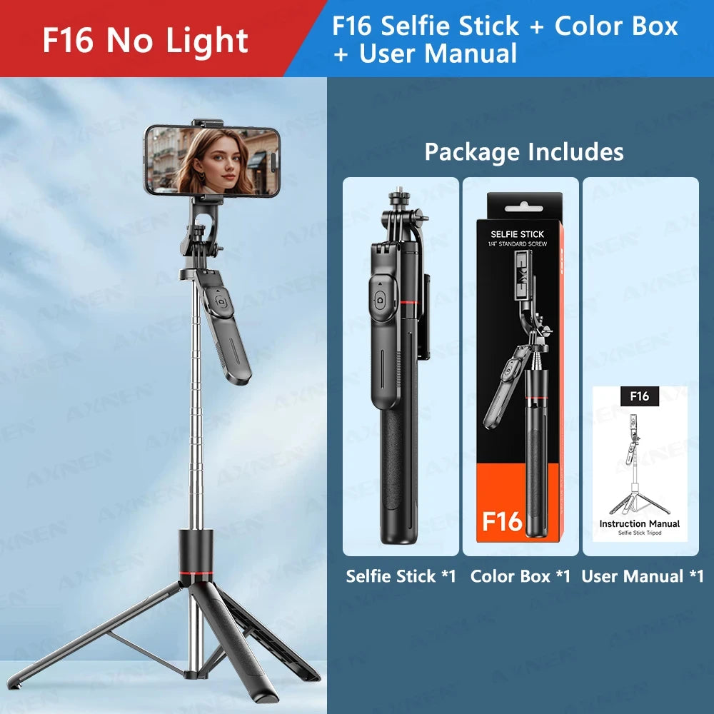 F16 Creator Tripod — 5.6ft Extending Pole, Bluetooth Remote &amp; 360° Rotation