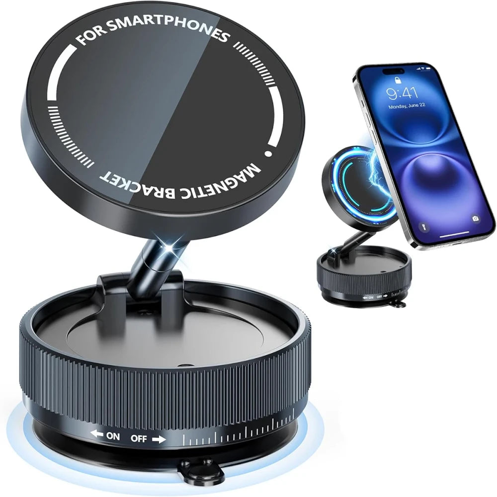 MagSafe Car Mount — Foldable Suction Cup Phone Holder, 360° Adjustable