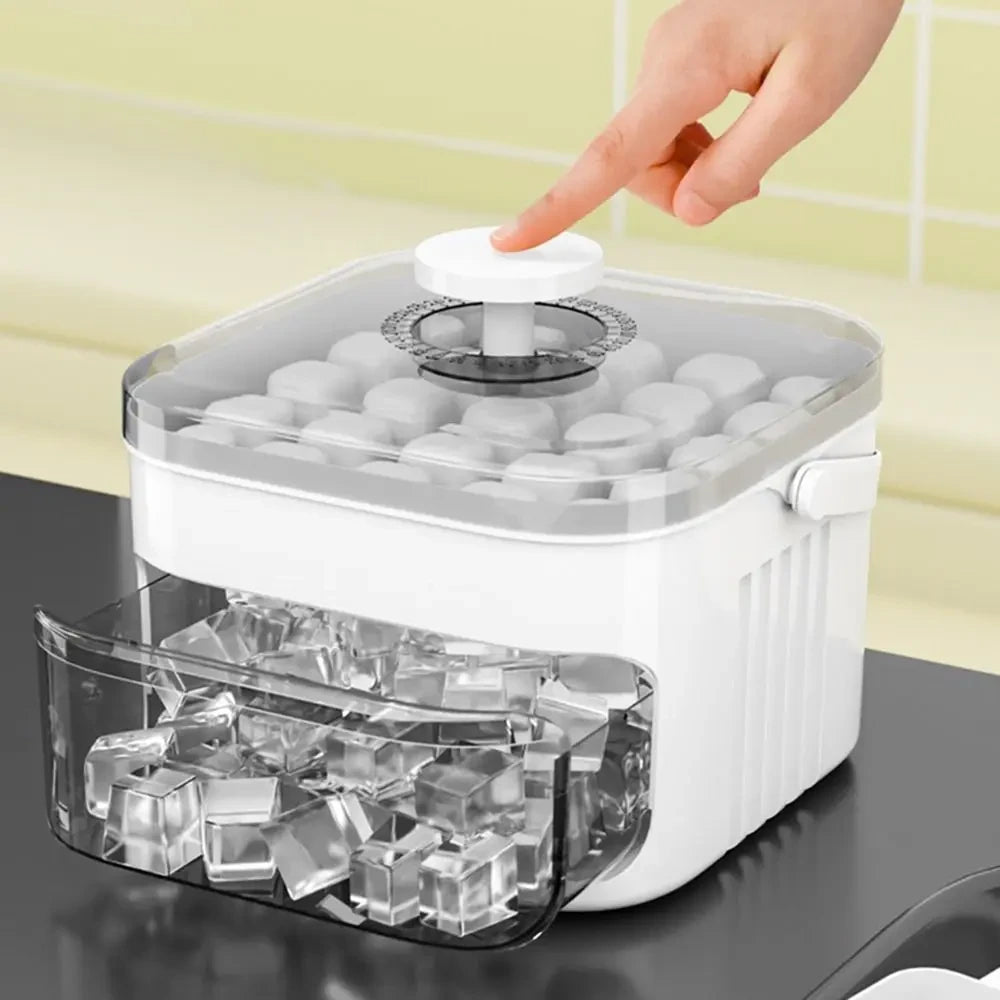 50-Cube Ice Maker Tray — Easy Press, Double Layer with Storage Bin, BPA-Free