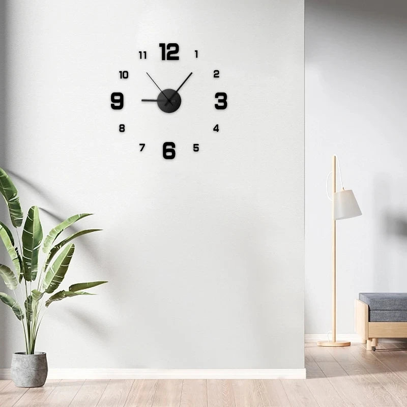 DIY Frameless Wall Clock — Modern Silent Minimalist Home Decor, No Drilling