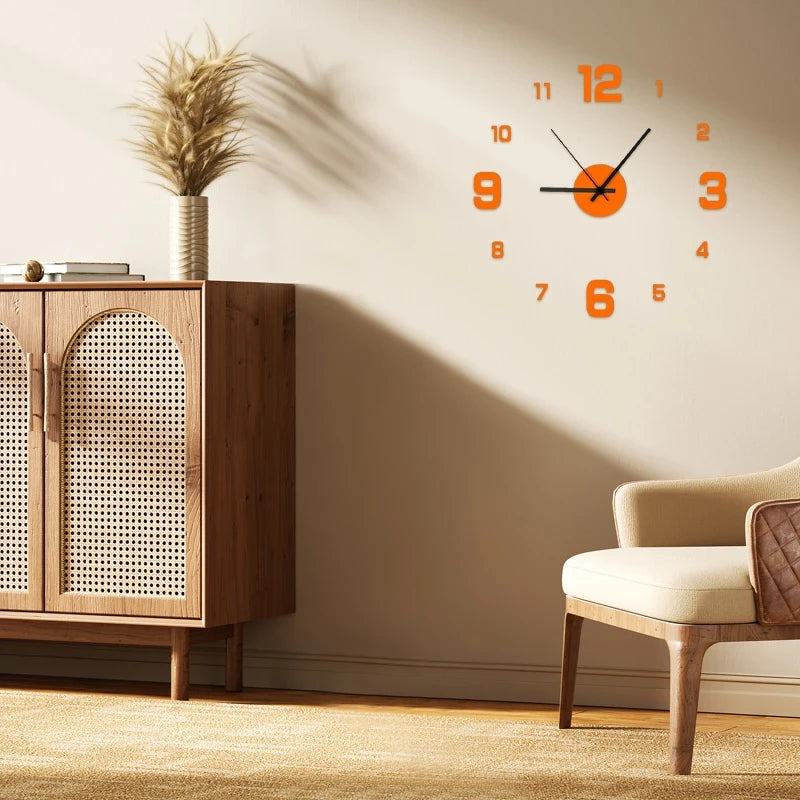 DIY Frameless Wall Clock — Modern Silent Minimalist Home Decor, No Drilling