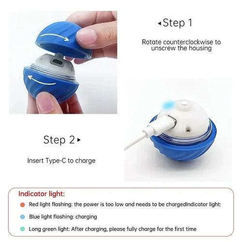 Automatic Interactive Dog Ball — Self-Rolling Touch-Activated Pet Toy, USB Rechargeable