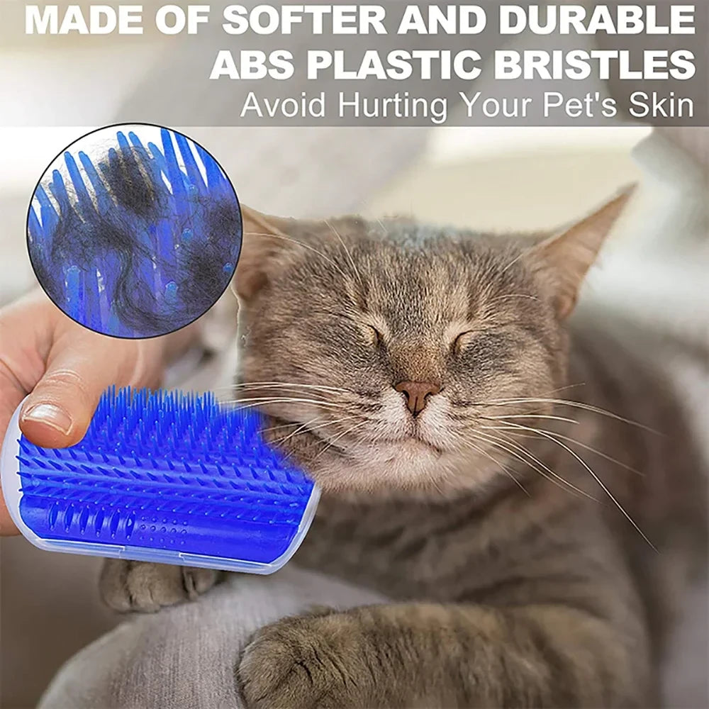 Cat Wall Scratcher &amp; Self-Grooming Comb — Corner Massage Brush, No Adhesive Damage