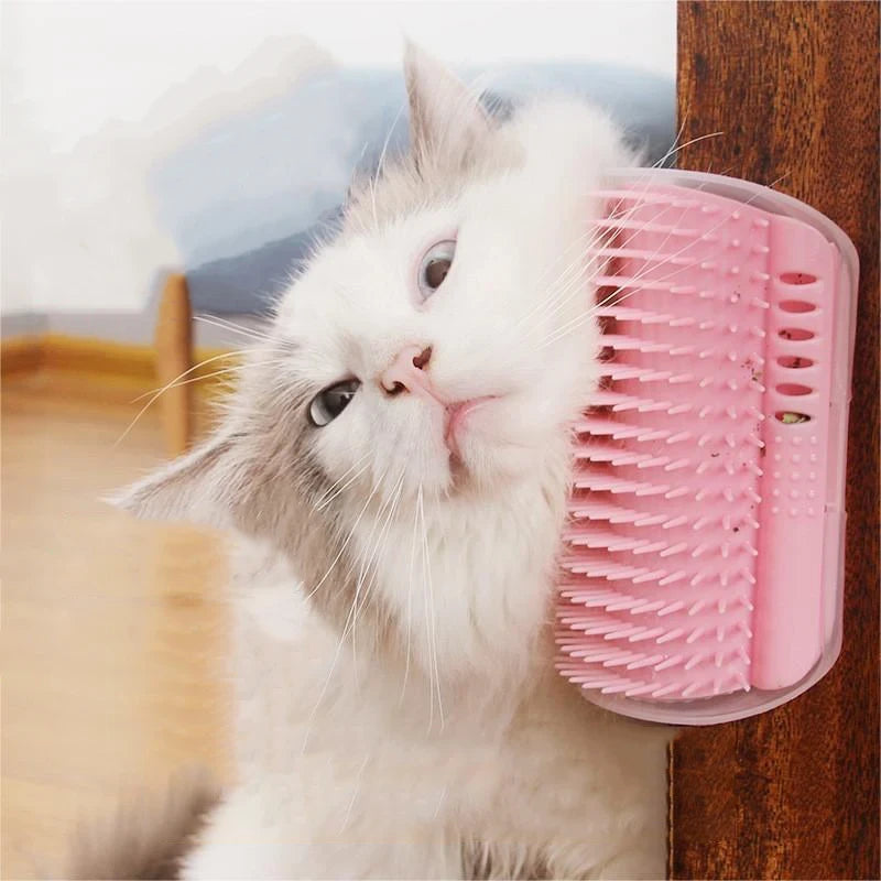 Cat Wall Scratcher &amp; Self-Grooming Comb — Corner Massage Brush, No Adhesive Damage