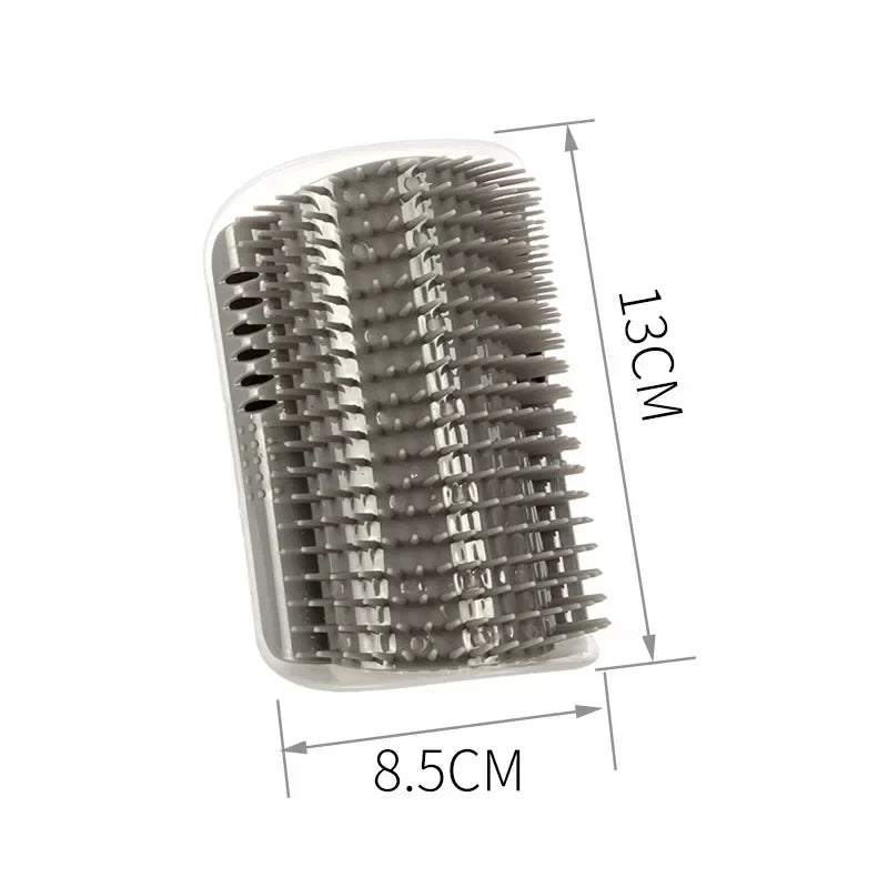 Cat Wall Scratcher &amp; Self-Grooming Comb — Corner Massage Brush, No Adhesive Damage